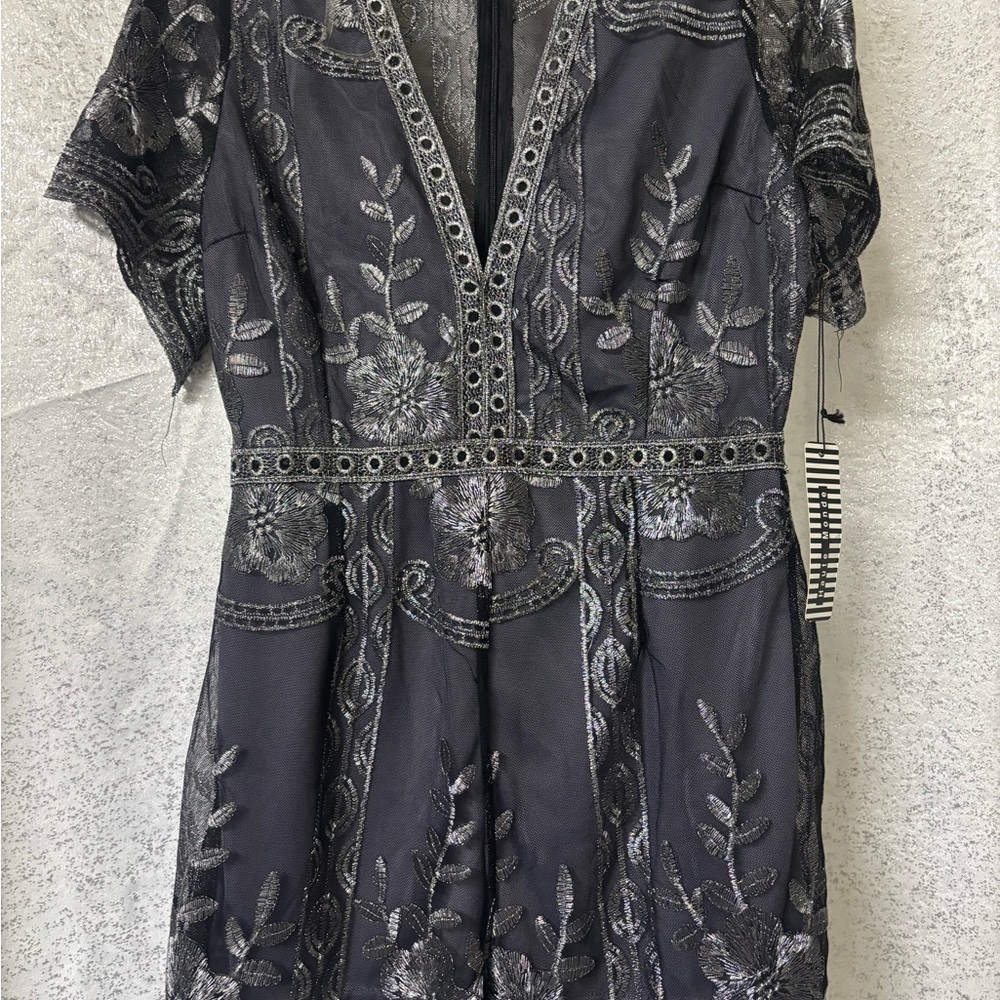 Elegant Black and Silver Embroidered Dress